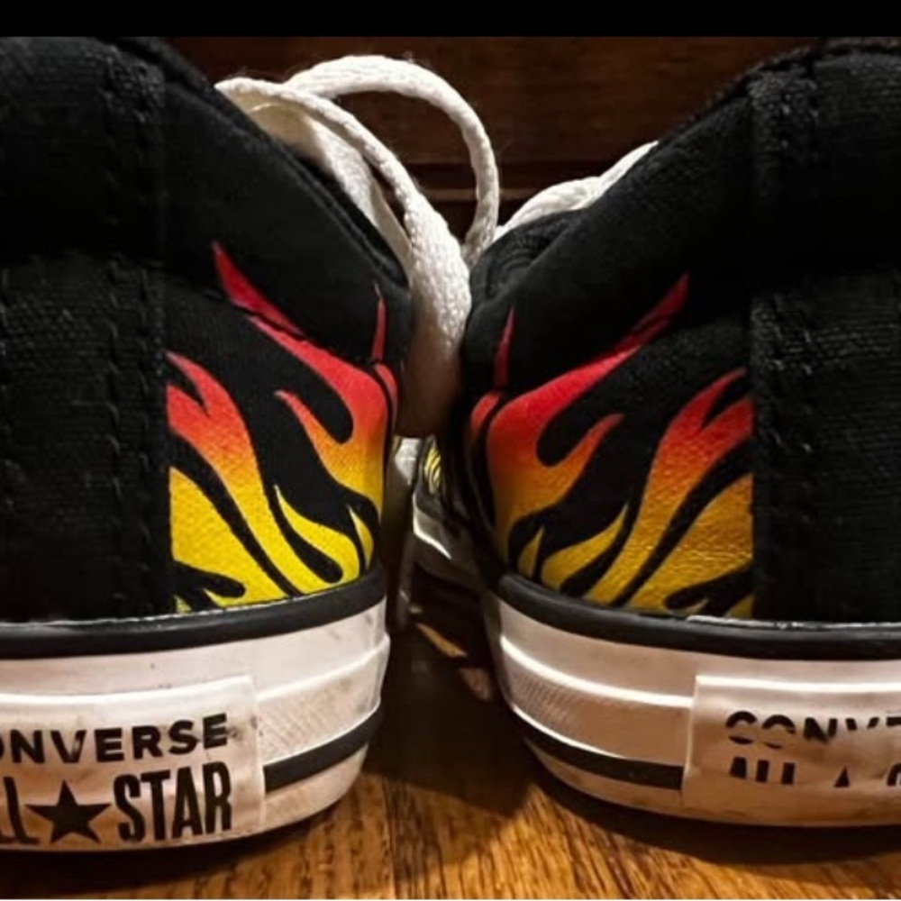Converse All-Stars Flame Design Sneakers, Size 2 - Picture 4 of 4